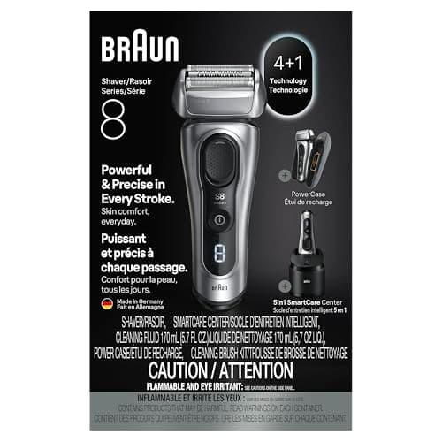 Braun Series 8 Electric Shaver, Shaving Kit with 4+1 Shaving Elements, Precision Long Hair Trimmer, SmartCare Center, PowerCase 10