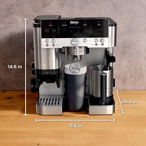 Ninja Luxe Café 3-in-1 Espresso, Drip Coffee and Cold Brew Machine | Integrated Coffee Grinder, Milk Frother, Assisted Tamper & Built-In Espresso Accessory Storage | Stainless Steel | ES601 12
