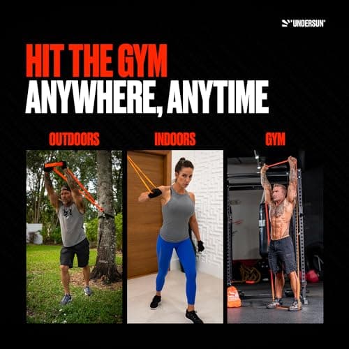 Undersun Resistance Bands for Working Out | 5-Level Heavy Resistance Bands, Door Anchor, Workout Program | Heavy Duty Fitness Resistance Bands | Orange 7