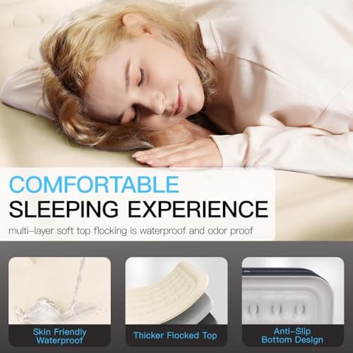 SENNOUL King Size Air Mattress with Built in Pump - Upgraded Blow Up Bed, 2 Mins Quick Self Inflatable/Deflation, 18"/750lbs Max, Strong Support,No Leakage,No Odor,for Home,Guests,Camping,Travel 5
