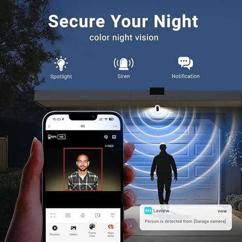 Laview 2K Solar Security Cameras Wireless Outdoor, Rechargeable Battery Wifi Cameras for Home Security with Spotlight Color Night Vision,Siren Alarm,AI Human Detection,IP65,2-Way Talk,Cloud/SD Storage 7