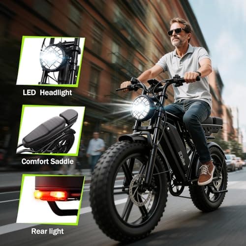 TS TST GRP LLC Electric Bike for Adults, 1500W Peak Ebike, 48V 15AH Waterproof Removable Battery, 7 Speed, 28 MPH Max, 20" Electric Off-Road Bike, UL 2849 Certification 7