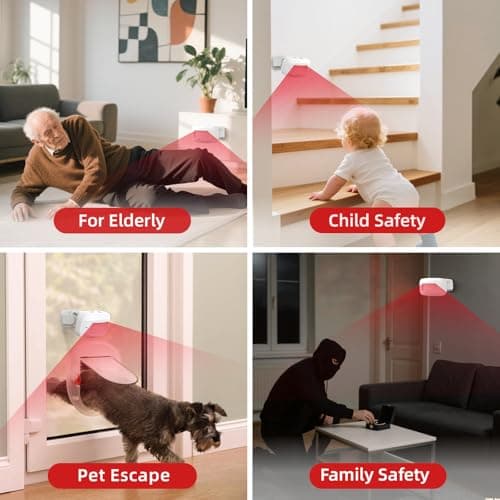 CallToU Wireless Motion Sensor Alarm Indoor Motion Detector Alarm, Bed Alarms for Elderly Dementia Patients, Motion Sensor Door Chime with 500 FT Range, 5 Adjustable Volume 2 Sensor + 1 Receiver 7