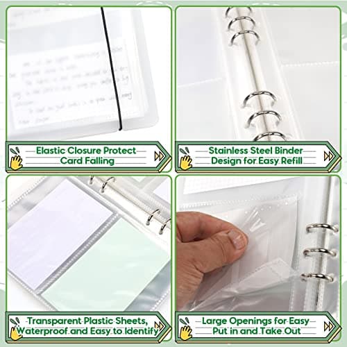 SHANGRLA 3x5 Index Card Holder Binder - Card Organizer for Note Cards, Flash Cards, and Recipe Cards, 90 Card Sleeves - Stores up to 180 Index Cards, Indexcard Notecard Storage Solution 6