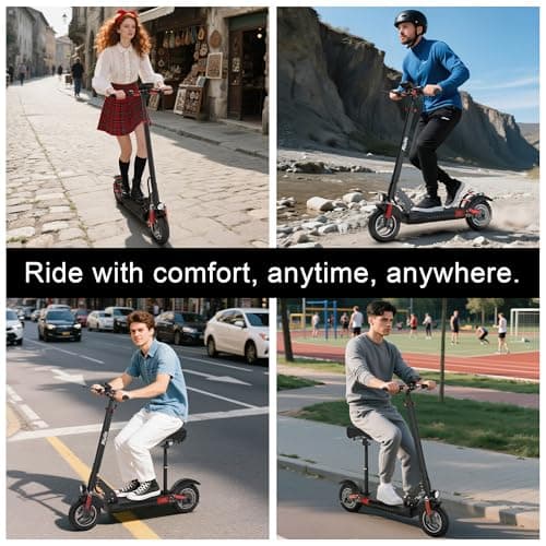 Electric Scooter for Adults with Seat, 600W Motor, 28MPH, 18 Miles Long Range, 10" Pneumatic Off-Road Tires, Dual Suspension, Folding Commuter E Scooter 9