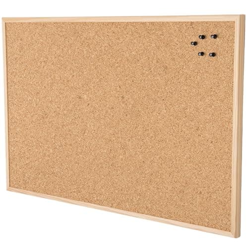 Go4Cork Framed Cork Bulletin Board - 23.6”x 15.7” | Wall Mounted Premium Double-Sided Pine Frame Eco Cork Memoboard | Office Home Classroom Organization Decor | Pushpins & Set Up Accessories Included