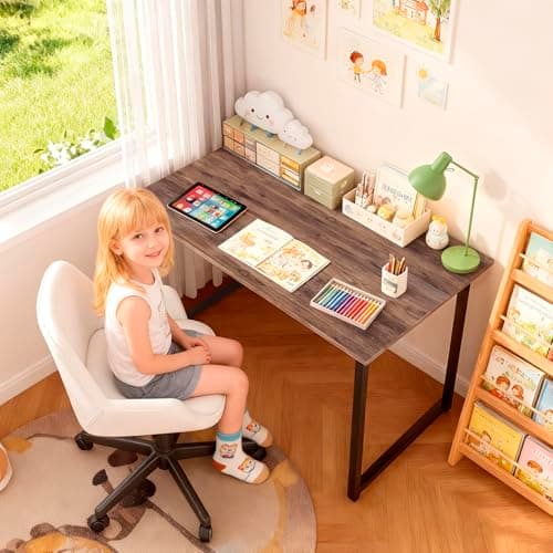PayLessHere | 32 Inch Computer Desk | Brown | Office Desk with Metal Frame, Adjustable Feet | Water-Resistant, Scratchproof Surface | Sturdy Writing Table for Home Office or Study | Pack of 1 2