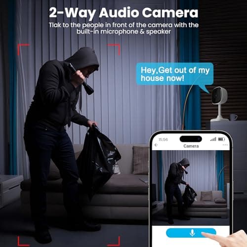 AMOROM 2 Pack 1080P Indoor Wired Security Cameras, Home Indoor Cameras for Dog/Cat/Pet/Nanny/Baby/Elderly, Motion Detection, Night Vision, Smoke Siren, 24/7 Recordings, 2.4GHz Wi-Fi 5