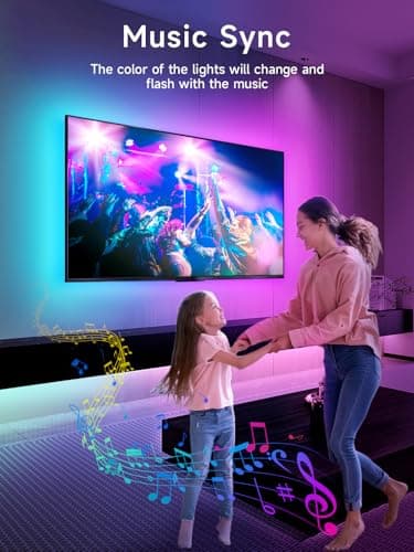 KANTUTOE LED Lights for TV, 16.4ft TV LED Backlight for 45-75 Inch TVs, RGB TV Backlight Behind with Music Sync, Smart APP and Button Control Strip Lights USB Powered for Bedroom/Gaming 5