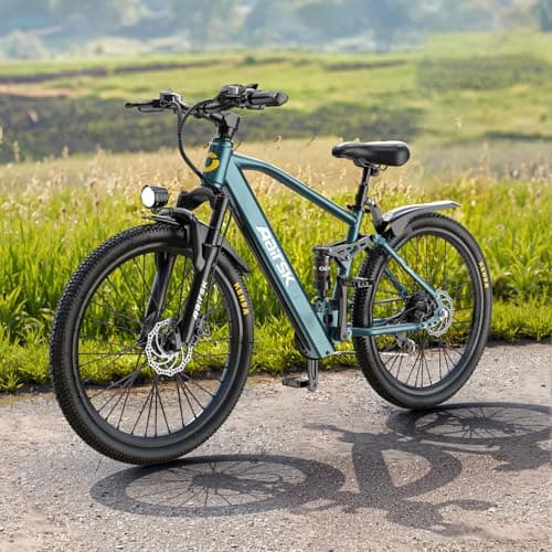 Aairsk Electric Bike 24", 23Mph Speed 13Ah Battery & 750W Peak Motor, 21-Speed & Dual Suspension, Max Range 40 Miles, Electric Mountain Bicycle for Adults (24 Inch GT900, Cyan) 8