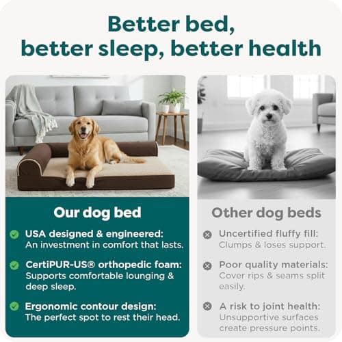 FurHaven Orthopedic Dog Bed for Large Dogs, L-Shaped Chaise Mattress with Orthopedic Egg Crate with a Solid Orthopedic Foam Base for Joint Support, Washable Cover, Jumbo XL, Faux Fur & Suede, Espresso 7