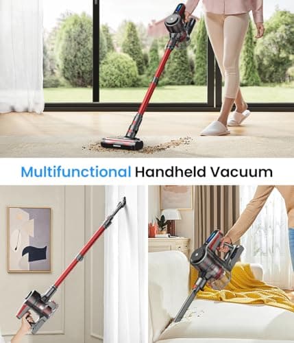 CHEBIO Cordless Vacuum Cleaner, Stick Vacuum with Powerful Suction, 45Mins Runtime Vacuum Cleaners for Home, Anti-tangle and 1.5L Dust Cup, 6 in 1 Lightweight Vacuum for Hardwood Floor Carpet Pet Hair 7