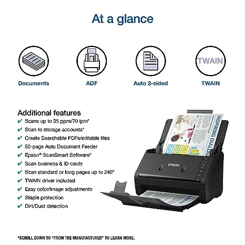 Epson Workforce ES-400 II Color Duplex Desktop Document Scanner for PC and Mac with Auto Doc Feeder (ADF), Image Adjustment Tools 6
