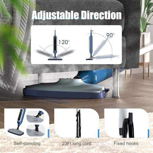 Sapodilla 12 in 1 Steam Mop, Detachable Handheld Steam Cleaner for Home, 23FT Cord, for Hardwood Floor Cleaning, Tile, Carpet, Furniture, Clothes, Windows, Blue 6