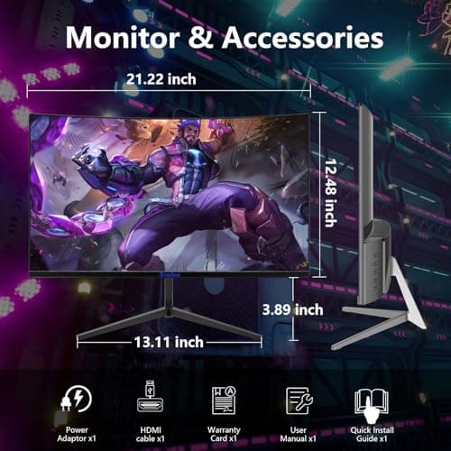 Sealan 24 Inch Curved Gaming Monitor 180hz Full HD 1080P Frameless AMD FreeSync Eye Care DisplayPort HDMI Wall Mountable 250cd/m² Brightness 99% sRGB AMD FreeSync Flicker-Free Blue Light Filter 9