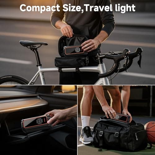 OlarHike Tire Inflator Portable Air Compressor, 150PSI Dual Power - 6000mAh & 12V DC, Cordless Air Pump for Car Tires, Bike, Motorcycle, Balls with LED & Digital Pressure Gauge, Car Gifts 5