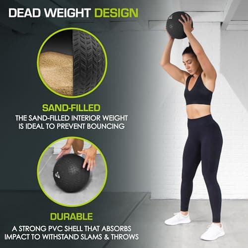 ProsourceFit Slam Medicine Ball, Tread Textured Grip Dead Weight Balls for Strength and Conditioning Exercises, Cardio and Core Workouts, 15lb, Black 5