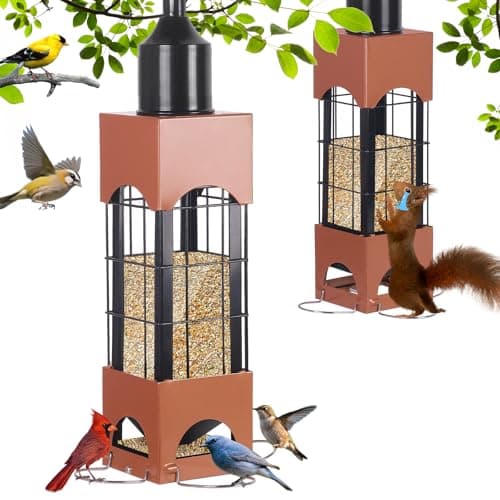 Squirrel Proof Bird Feeders for Outdoors with Weight-Activated, 5LB Metal Hanging Bird Feeders for Outside, Large Wild Feeders for Cardinals, Chickadees, Durable Backyard Feeders