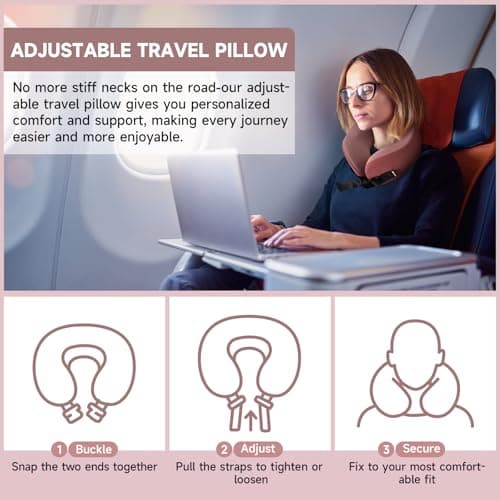 SPRFUFLY Super Soft Travel Pillow, 100% Memory Airplane Pillow with Sleep Mask and Ear Plugs, Breathable Removable Cover & Ergonomic Design - Essentials Neck Pillow for Airplane, Office & Home Use 7