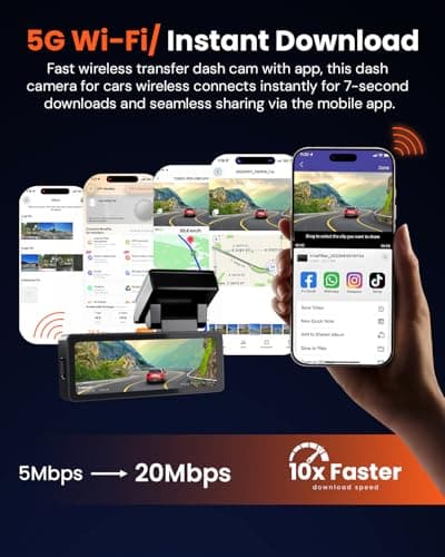 TORVO TD3 4K+2K Dash Cam with App, Camera for Car Front and Back with 5G WiFi & GPS, Free 64GB Card, Night Vision Dashcam Front Cameras 24/7 Recording When Car is Off, Security Camera for Cars 6