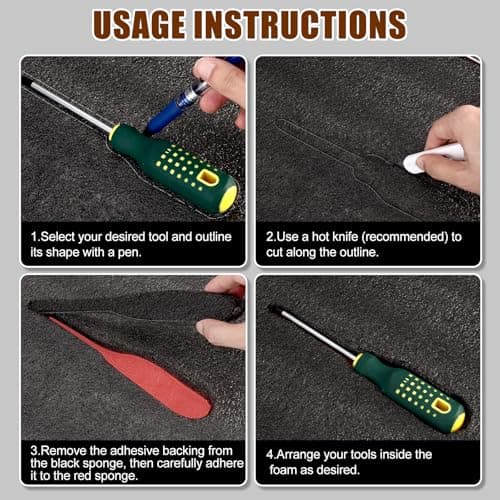 5 pcs Tool Box Foam 17.3x12x1 inch Tool Inserts for Cases Foam Sheets Box Organizer for Toolbox Cabinet Chest Drawer Storage Craft 3