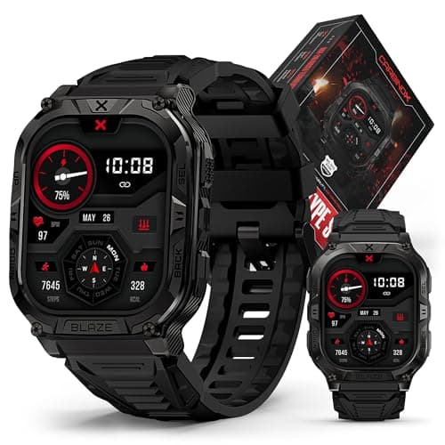 CARBINOX Blaze Smart Watch with GPS – Rugged Fitness Trackers, IP69K Waterproof, 170+ Sports Modes, Gorilla Glass, Make/Receive Calls, Android & iOS Compatible