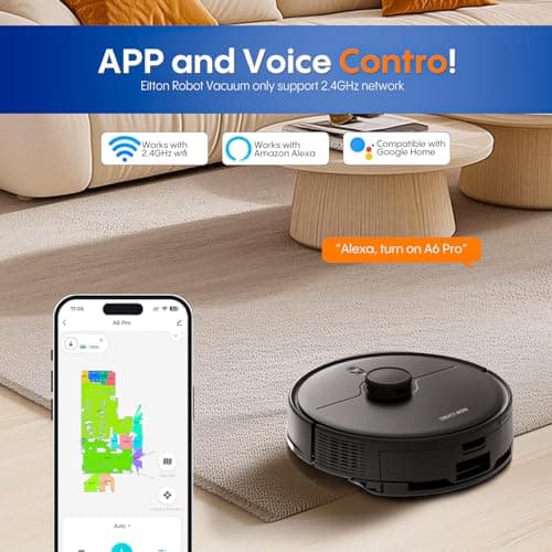Robot Vacuum and Mop, Robot Vacuum Self Emptying with 5000Pa Suction, 3-in-1 LiDAR Navigation, Home Mapping, No-Go Zones, Up to 60 Days Hands Free Cleaning, Wi-Fi/App/Alexa, Hard Floors, Carpet 9
