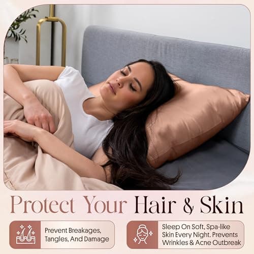 ENVISKIN 100% Mulberry Silk Pillowcase Infused with Silver Ions - Pure 22 Momme Grade 6A Fibers for Beautiful Skin and Hair - Cooling Pillow Case Protector with Zipper 5