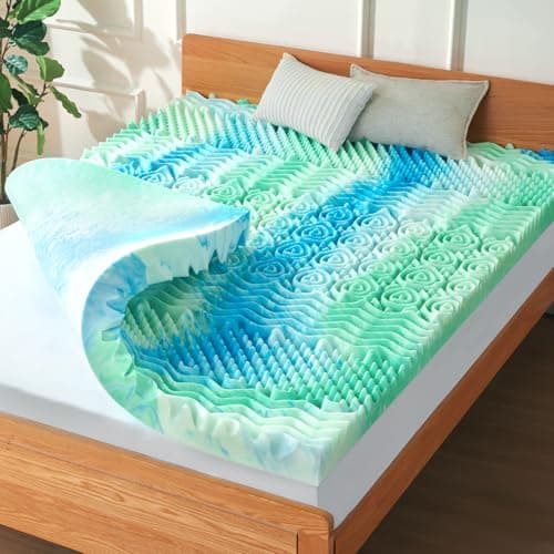 SOOSLEEPY 2 Inch 7-Zone Twin Memory Foam Mattress Topper Egg Crate Cooling Gel Infused Mattress Pad Bed Topper for Pressure Relief and Back Pain Soft & Breathable, CertiPUR-US Certified