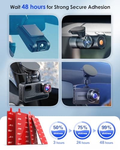 4Pcs Adhesive Sticky Pads for Dash Cam, Square High Heat Resistant Double-Sided Sticker Replacement Fit for Windshield Dashcam Mount, 2.83" Car Windscreen Window Glass Mounting Tape Heavy Duty 6