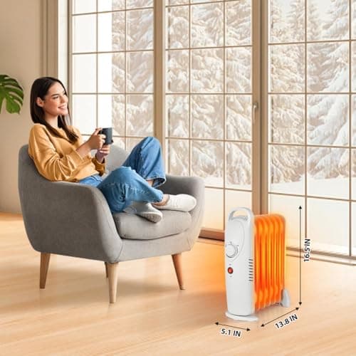 LifePlus Small Oil Filled Heater, Portable Radiant Space Heater with Energy Saving, Overheat Safety, 700W Personal Heater Quiet Work for Small Space Bedroom, Indoor use (White) 7