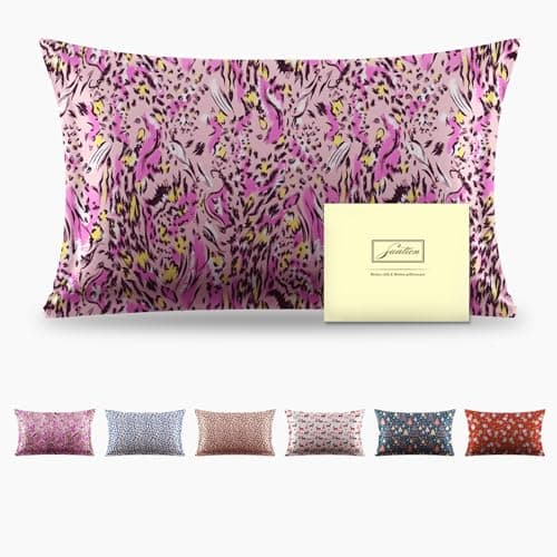 Mulberry Silk Pillowcase for Hair and Skin Standard Size Leopard Print Silk Pillow Cases with Zipper Soft Breathable Smooth Cooling Silk Pillow Covers for Sleeping (Pink Paint,20"X 26",1Pcs)