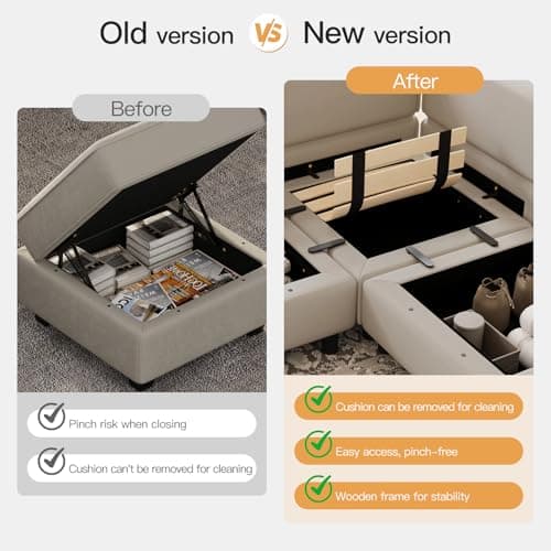 Belffin Modular Sectional Sofa with Storage Seat Oversized U Shaped Couch with Reversible Chaise Sofa Set with Ottoman Velvet Grey 6