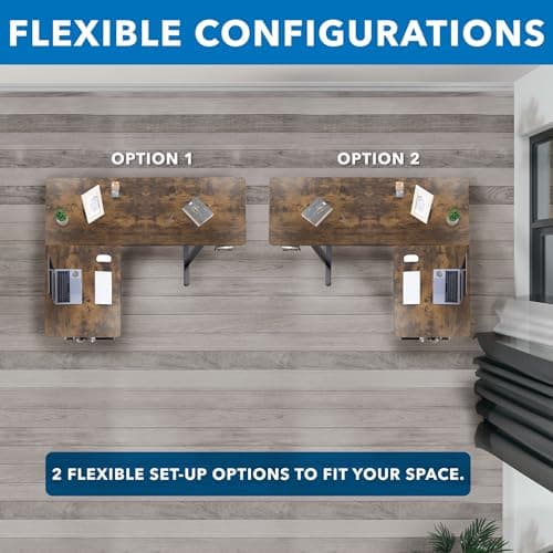 Mount-It! L Shaped Standing Desk 63" - Large Electric Corner Standing Desk, Height Adjustable Dual Motor Raises from 28.3" to 46.5", 3 Memory Settings, Black Steel Frame, Rustic Wood Tabletop 6
