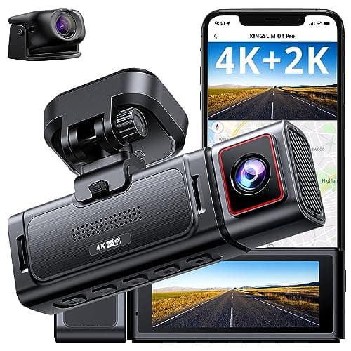 Kingslim D4PRO Dash Cam Front and Rear - 4K + 2K Dual Car Dashcam with WiFi GPS Dash Camera, Optional Inside Recording, Voice Control, Type C, Support 256GB Max