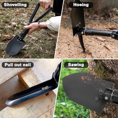 Camping Shovel, 18.5'' Lightweight Digging Shovel Portable Ergonomic High Carbon Steel Folding Shovel for All Occasions Outdoor Camping Hiking Garden Emergency 7