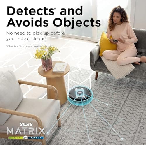 SHARK Shark RV2410WD IQ 2-in-1 Robot Vacuum & Mop with Matrix Clean & Sonic Mopping, Perfect for Pet Hair, Carpets, Hard Floors, Compatible with Alexa, Black/Gold, No Self-Empty Base (Renewed) 8