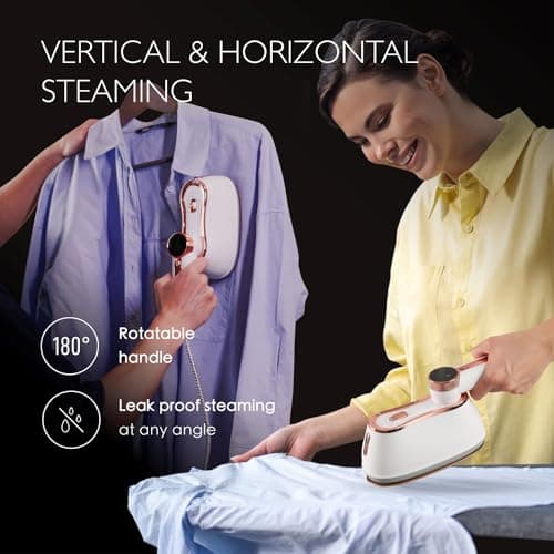 Professional Garment Steamer for Clothes 2 in 1, High Steam Volume 20g/min for Powerful Wrinkle Removal, Leak Proof, 120v, 1000w 5