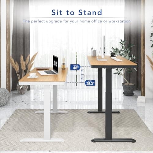 FLEXISPOT Electric Standing Desk with Drawer Storage Adjustable Height Quick Assembly Table w/USB Charge Ports (Natural Desktop + Black Frame) 5