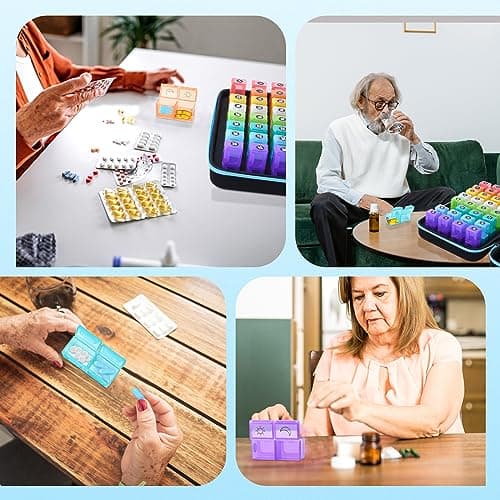 Zrfmib Monthly Pill Organizer 2 Times a Day, 30 Day Travel Pill Organizer with 32 Daily Pill Box Organizer for Fish Oil, Vitamins, Supplements and Medications 7