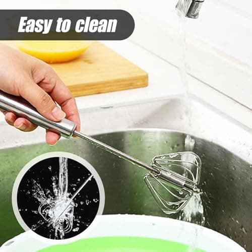 Medylaiy Whizzy Whisk, Stainless Steel Semi Automatic Egg Whisk, Hand Push Rotary Whisk Blender, Hand Push Mixer Stirrer for Blending, Whisking, Beating & Stirring (10 in), Silver, DDQ-74HUR-GYEH 6
