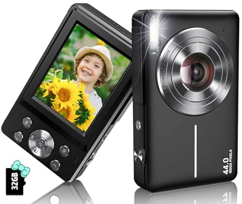 Digital Camera 1080P 44MP Digital Cameras, Point and Shoot Camera for Kids with 16X Zoom, Anti-Shake, Compact Small Travel Camera for Beginner Children Boys Girls Teens Gift