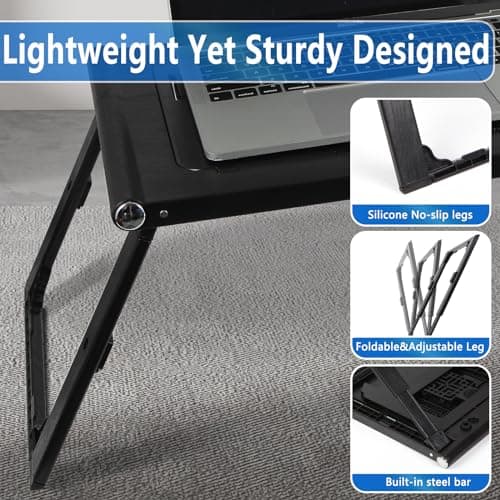 PWAXADO Laptop Bed Table with Cooling Fans – Tablet Clamp – Adjustable Height – Foldable Design – Versatile Lap Desk for Work, Study, Leisure – Ideal for Laptops up to 15.6 in 6
