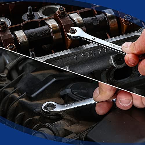 WORKPRO 32-Piece SAE & Metric Combination Wrenches Set, 20-Piece Standard wrenches and 12-Piece Stubby Wrenches with Organizer Tray, Cr-V Steel Mirror Chrome Polished 7