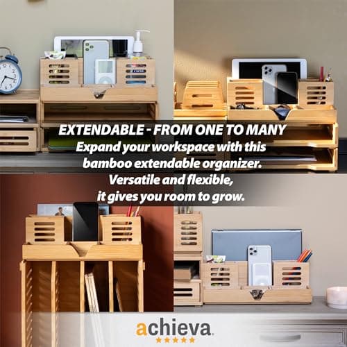 Achieva Bamboo Desk Organizer (71001) 6