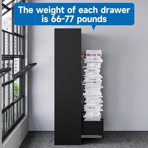 BYNSOE 4 Drawer+1 Storage Compartment Metal File Cabinet Lateral Filing Cabinet with Lock Office Home Lateral Cabinet for A4 Legal/Letter Size Assembly Required 7