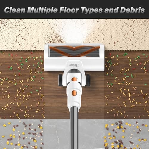Tikom V500 Cordless Vacuum Cleaner for Home, 40000Pa/450W Stick Vacuum with LED Touch Screen, Charging Wall Dock, Anti-Tangle, Lightweight Handheld Vacuum for Pet Hair, Hard Floor, Carpet 8
