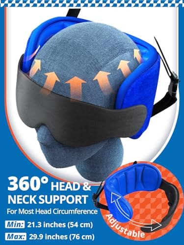 SARISUN Travel Pillows for Airplanes, Airplane Pillow for Long Flight, Airplane Head Strap with Eye Mask for Sleep, Travel Neck Pillow for Car Road Trip, 360° Support Headrest, Stop Bobblehead, Black 5