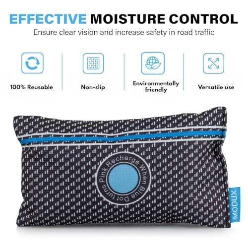 Modux Car Dehumidifier 2 x 400 g (1.8 lbs) Reusable Moisture Absorber Desiccant Bag Pillow Rechargeable Silica Gel Closet Basement Garage Storage Safe 5