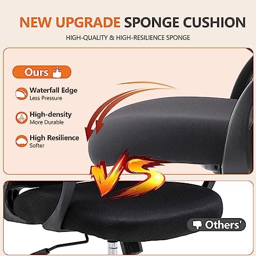 Sweetcrispy Tall Drafting Desk Chair - Ergonomic High Stool Computer with Adjustable Height and Comfy Lumbar Support, Office Rolling Counter with Flip-up Arm and Footrest, Black 5